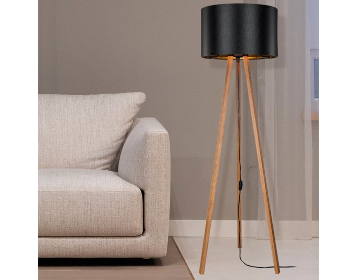 Подова лампа Keynes E27 вид бамбук / черен []