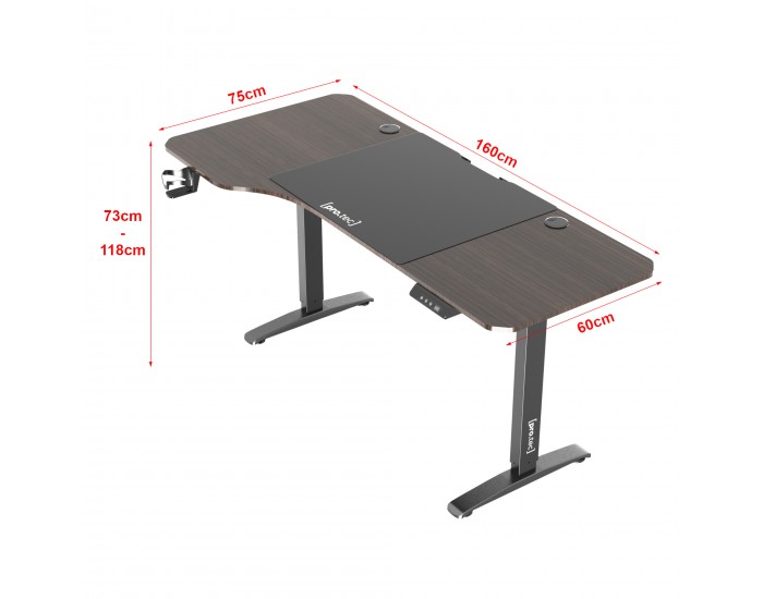 Маса с регулируема височина Oxnard electric 160x75cm вид на орех []