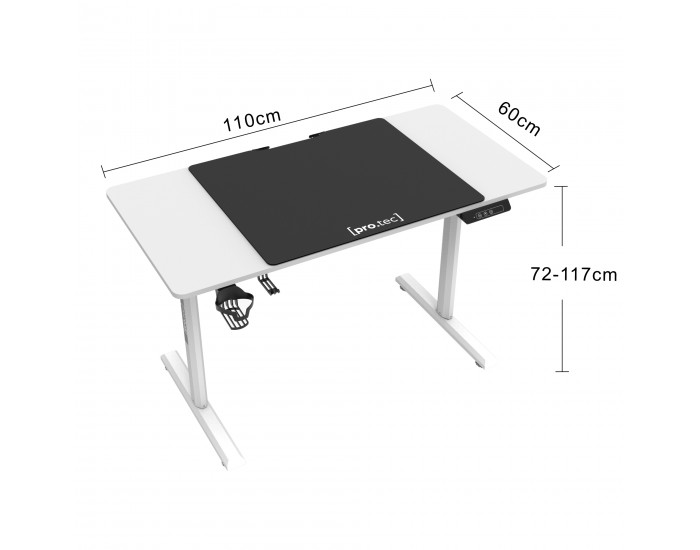 Маса с регулируема височина Pomona Electric 110x60cm бяла []