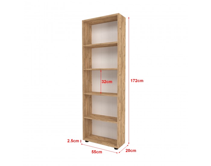 Етажерка за книги Vara 172x55x20 см вид дъб []