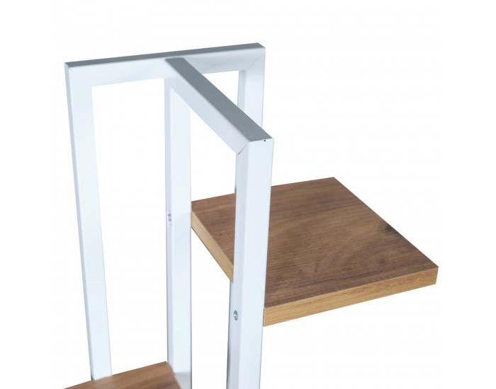 Рафт за растения Tohmajärvi метал 120x34x21cm бяло / вид на орех []