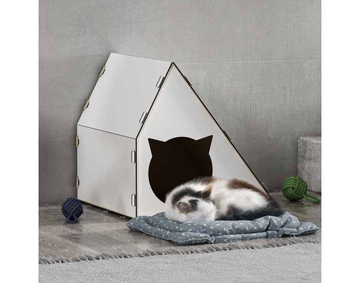 Котешка къща Lani 40x42x40 см бяла []