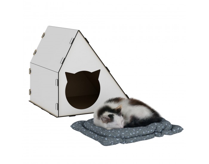 Котешка къща Lani 40x42x40 см бяла []