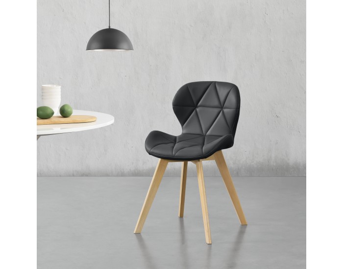 Комплект столове за трапезария Älmhult 4 81x57 см еко кожа черен