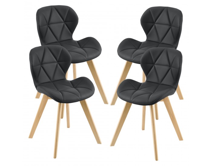 Комплект столове за трапезария Älmhult 4 81x57 см еко кожа черен