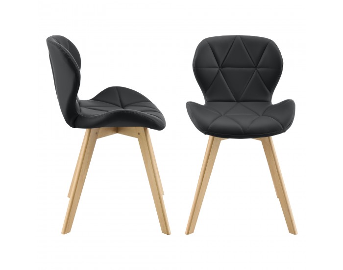 Комплект столове за трапезария Älmhult 4 81x57 см еко кожа черен