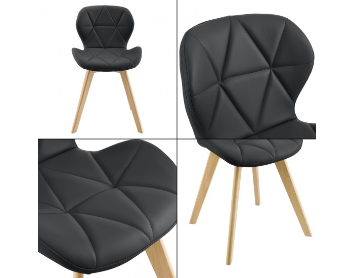 Комплект столове за трапезария Älmhult 4 81x57 см еко кожа черен