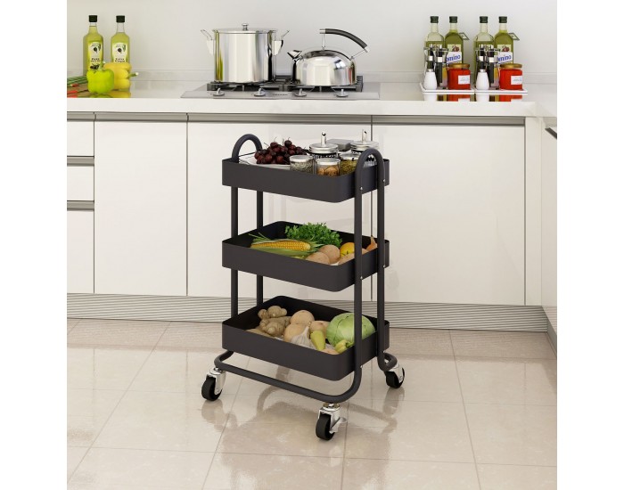 Pyhäntä кухненска количка с 3 нива черна []