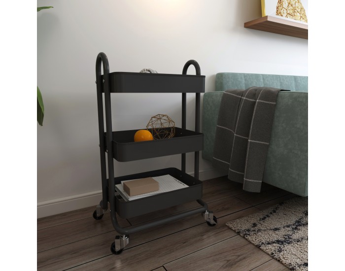 Pyhäntä кухненска количка с 3 нива черна []