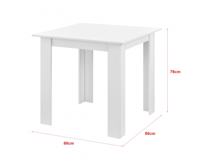 Трапезна маса Algermissen 80x80x76 см за 4 човека бяла Трапезна маса Algermissen 80x80x76 см за 4 човека бяла