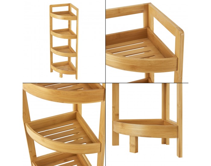 Бамбукова етажерка за баня Lestijärvi Ъглова етажерка с 4 рафта 80x23x23cm []