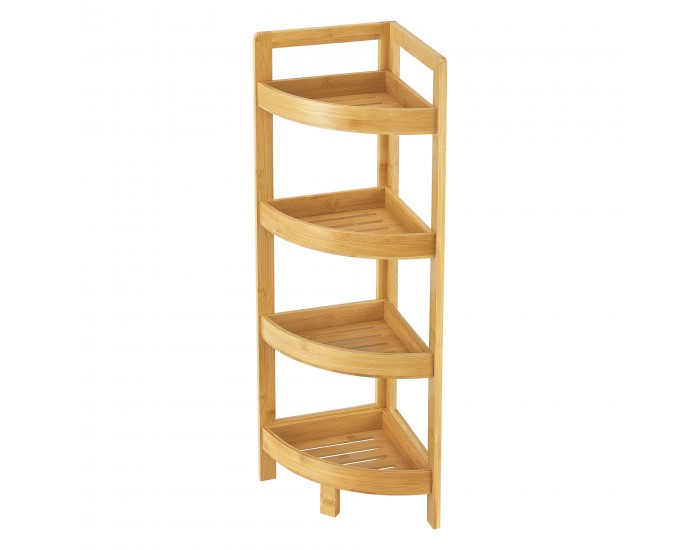 Бамбукова етажерка за баня Lestijärvi Ъглова етажерка с 4 рафта 80x23x23cm []