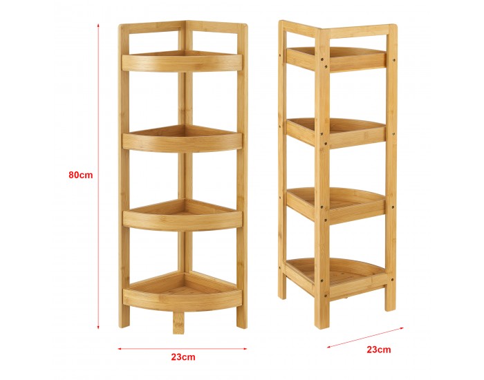 Бамбукова етажерка за баня Lestijärvi Ъглова етажерка с 4 рафта 80x23x23cm []