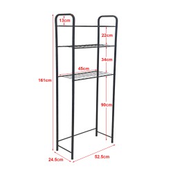 Рафт за тоалетна Nordborg метал 161x52,5x24,5 см черен [] - Баня