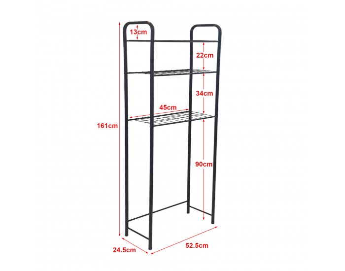 Рафт за тоалетна Nordborg метал 161x52,5x24,5 см черен []