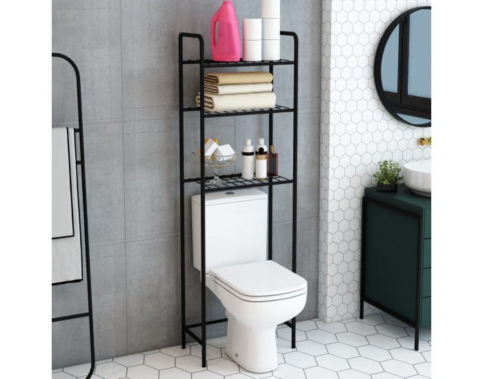 Рафт за тоалетна Nordborg метал 161x52,5x24,5 см черен []