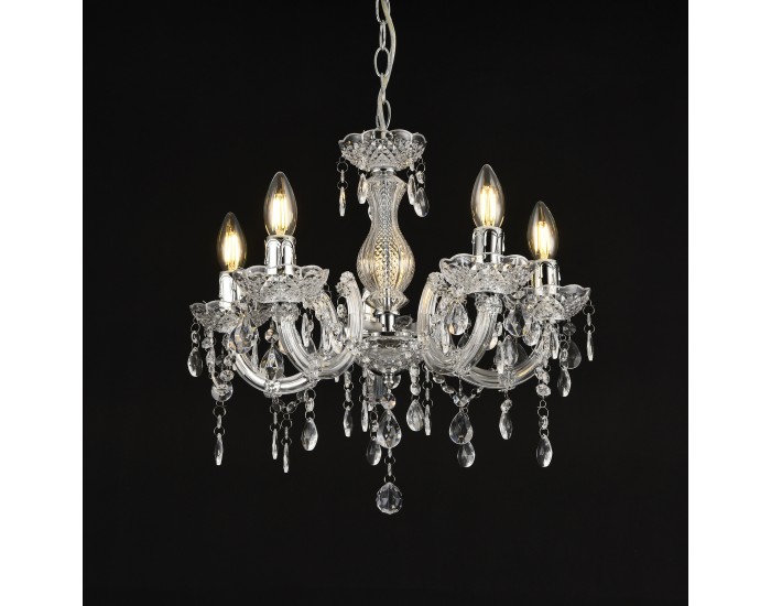 Полилей Weimar 5x E14 Ø35 x 145 см кристал/бял