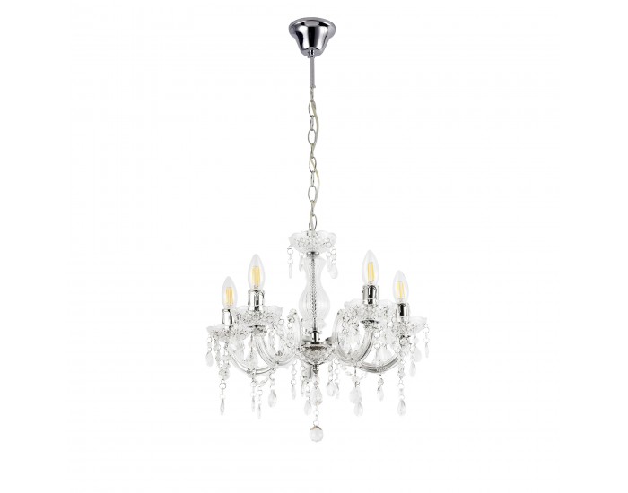 Полилей Weimar 5x E14 Ø35 x 145 см кристал/бял