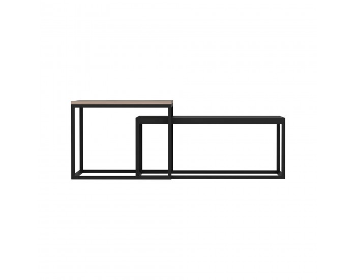 Маса за гнездо Aabenraa в комплект от 2 дъба / черен []