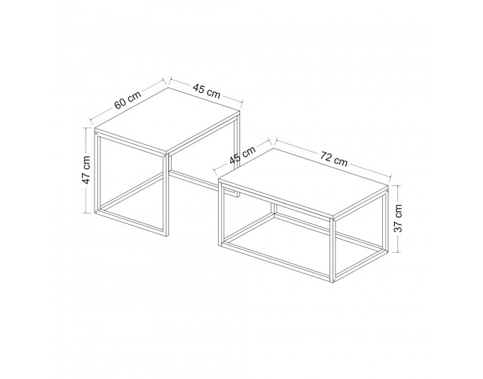 Маса за гнездо Aabenraa в комплект от 2 дъба / черен []