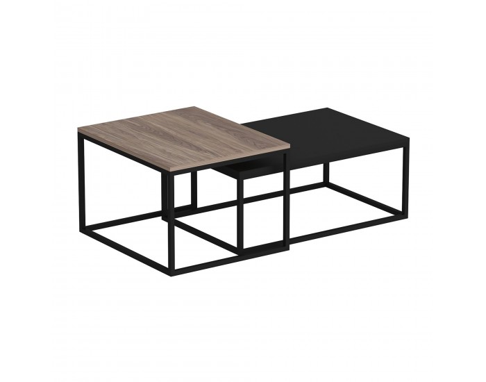 Маса за гнездо Aabenraa в комплект от 2 дъба / черен []