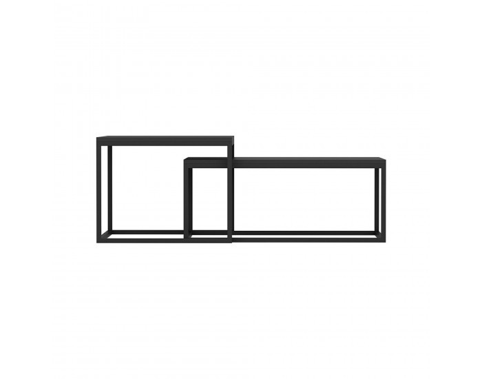 Маса за гнездо Aabenraa в комплект от 2 черни, мат []