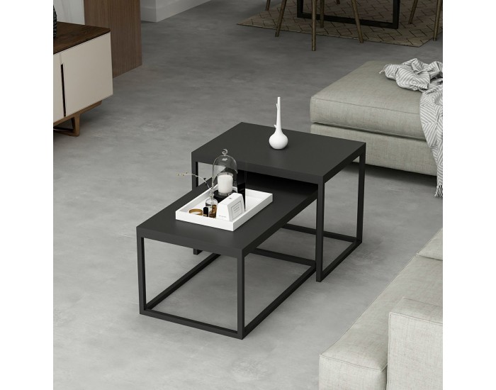 Маса за гнездо Aabenraa в комплект от 2 черни, мат []