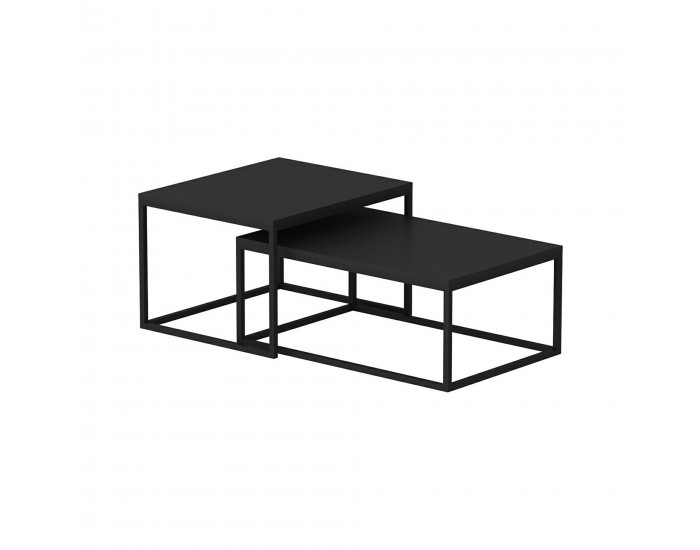 Маса за гнездо Aabenraa в комплект от 2 черни, мат []