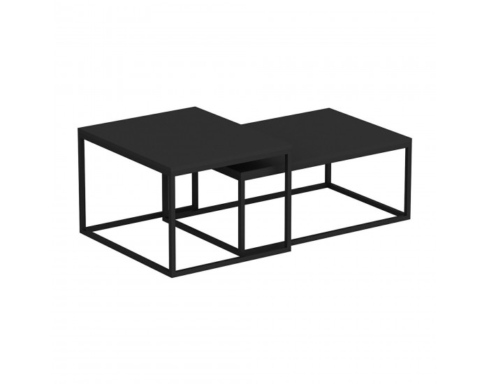 Маса за гнездо Aabenraa в комплект от 2 черни, мат []