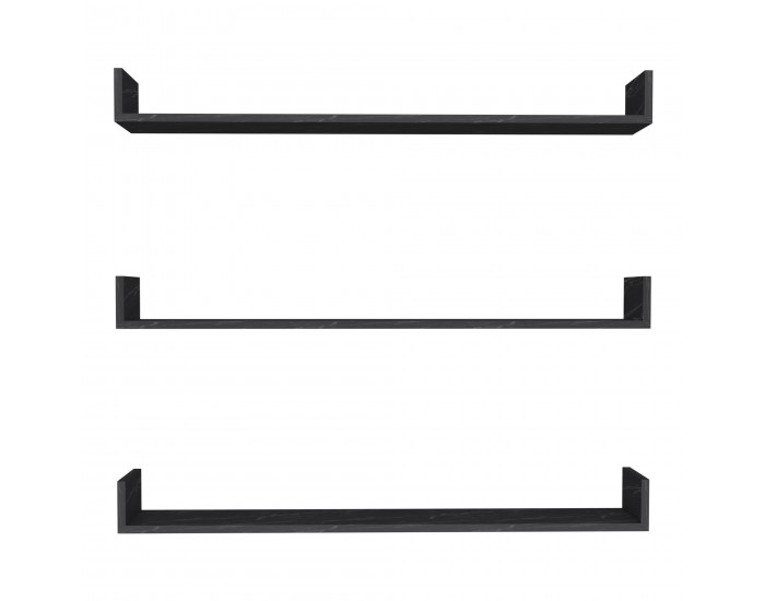 Стенен рафт Höganäs 3 бр. 120x15x12cm вид на мрамор, черен []