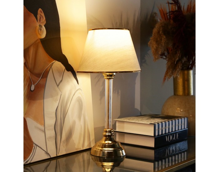 Настолна лампа Paisley 1xE27 бежово / месинг []