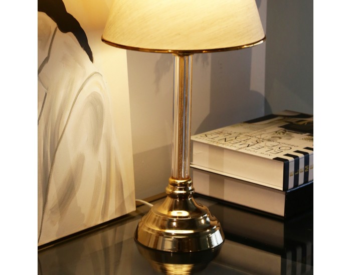 Настолна лампа Paisley 1xE27 бежово / месинг []