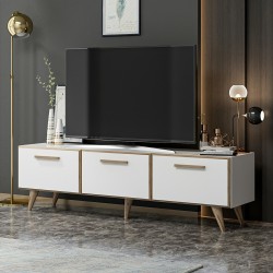 TV маса Brønderslev 45 x 160 x 37 cm бяла [] - ТВ шкафове