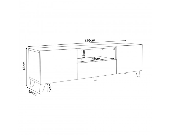 Стойка за телевизор Torsby с 3 врати вид дъб / антрацит []