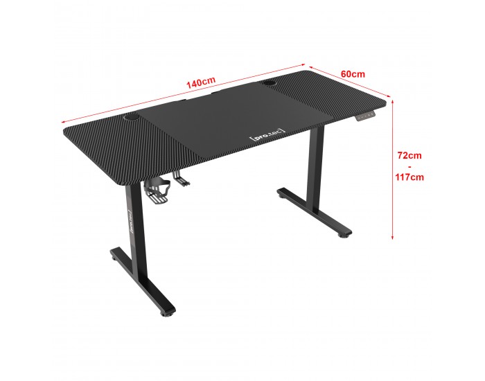 Маса с регулируема височина Stryn 140 x 60 см черна []