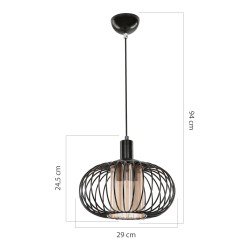 Висяща лампа Batley 24,5 x 29 см 1 крушка черна [] - Лампи за таван