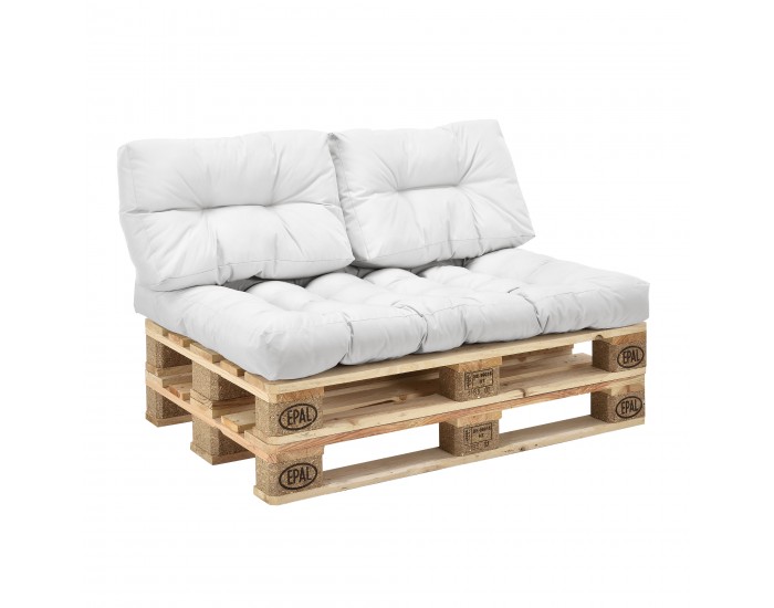 Възглавница от палети Mogán 1x възглавница за седалка 2x възглавница за облегалка бяла