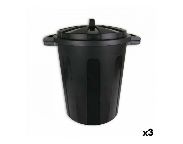 Кошче за Боклук Dem 70 L Черен 56 x 45 x 60 cm (3 броя) Кошче за Боклук Dem 70 L Черен 56 x 45 x 60 cm (3 броя)