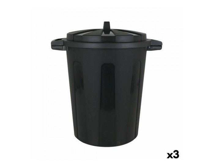 Кошче за Боклук Dem 100 L Черен 64 x 54 x 68 cm (3 броя) Кошче за Боклук Dem 100 L Черен 64 x 54 x 68 cm (3 броя)
