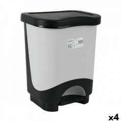 Кошче за Боклук с Педал Tontarelli Idea 18 L Черен Сив 31,6 x 27,6 x 41 cm (4 броя) - Офис