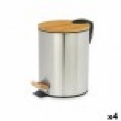 Кошче с педал Кафяв Сребрист Бамбук Неръждаема стомана 5 L (4 броя) - Офис