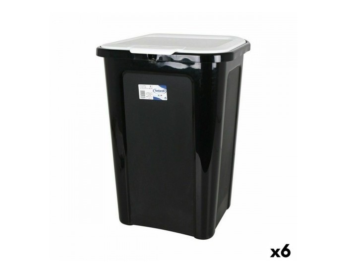 Кошче за Боклук Tontarelli Coverline Бял 44 L Черен 38,5 x 34,5 x 54,5 cm (6 броя) Кошче за Боклук Tontarelli Coverline Бял 44 L Черен 38,5 x 34,5 x 54,5 cm (6 броя)