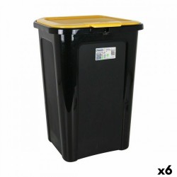 Кошче за Боклук Tontarelli Coverline Жълт 44 L Черен 38,5 x 34,5 x 54,5 cm (6 броя) - Офис