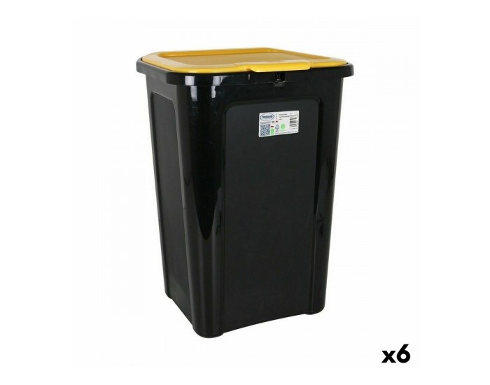 Кошче за Боклук Tontarelli Coverline Жълт 44 L Черен 38,5 x 34,5 x 54,5 cm (6 броя) Кошче за Боклук Tontarelli Coverline Жълт 44 L Черен 38,5 x 34,5 x 54,5 cm (6 броя)