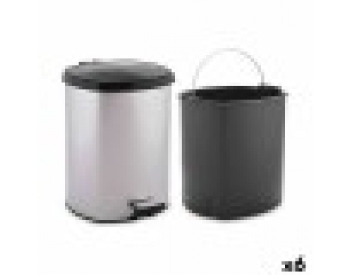 Кошче с педал Сребрист Пластмаса 6 L (6 броя) Кошче с педал Сребрист Пластмаса 6 L (6 броя)