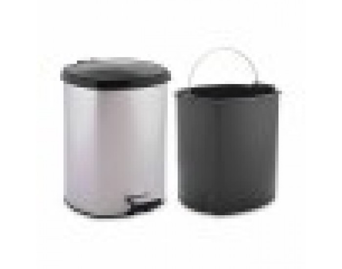 Кошче с педал Сребрист Пластмаса 6 L (6 броя) Кошче с педал Сребрист Пластмаса 6 L (6 броя)