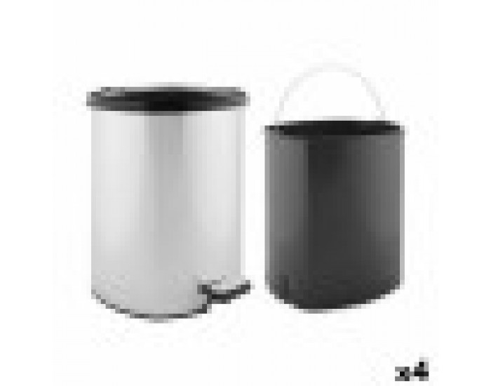 Кошче с педал Сребрист Пластмаса 20 L (4 броя) Кошче с педал Сребрист Пластмаса 20 L (4 броя)