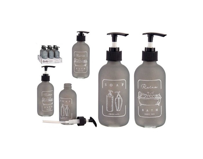 Дозатор за Сапун Черен Сив Cтъкло полипропилен (6,5 x 16 x 6,5 cm)