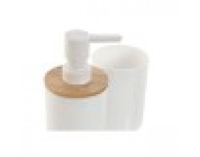 Комплект за Баня Home ESPRIT Бял Естествен Бамбук полистирен 7 x 7 x 16 cm
