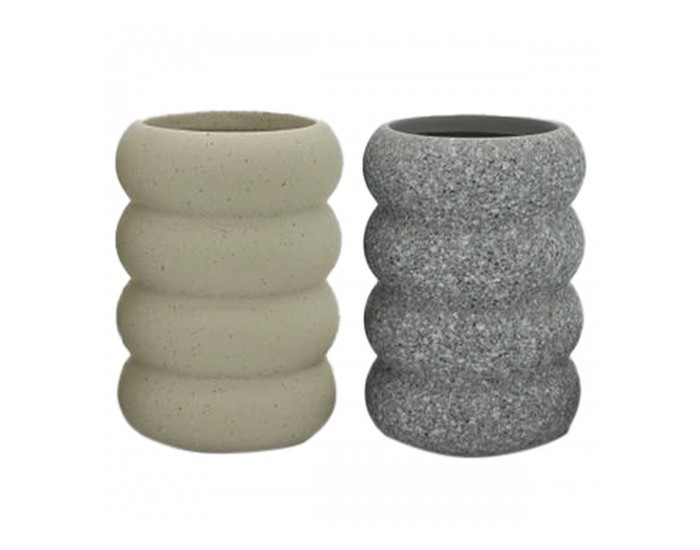 Поставка за четка за зъби Home ESPRIT Сив Сметана Dolomite 7 x 7 x 10 cm (2 броя)